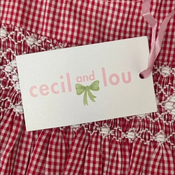 Cecil & Lou Red, White Smocked Dress NWT 18 months - Picture 3 of 4